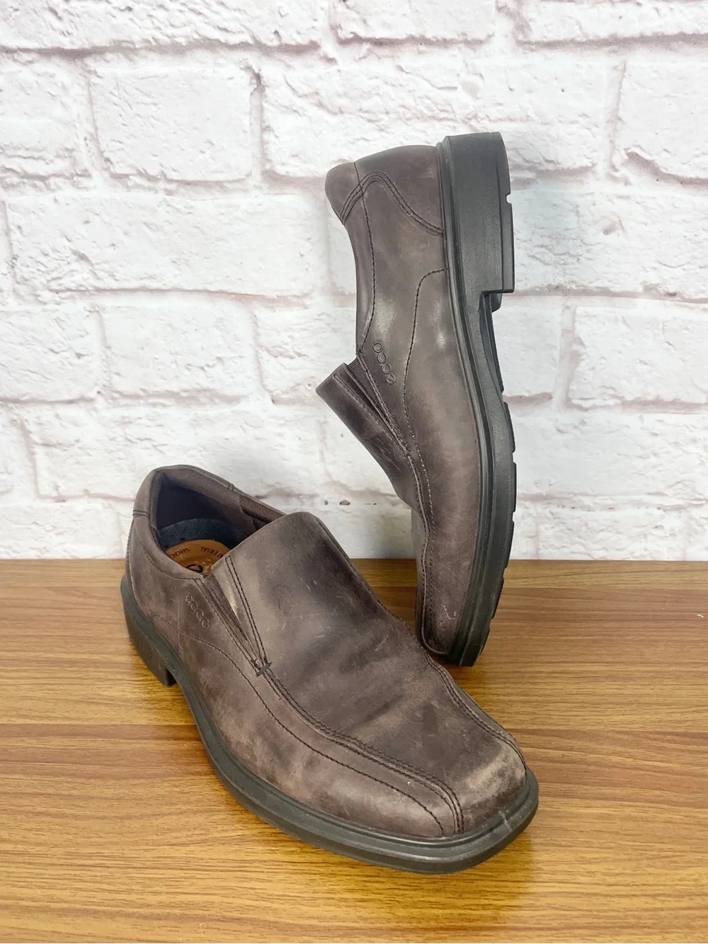 Ecco Helsinki Brown Leather Slip On Shoe Size 43/9.5